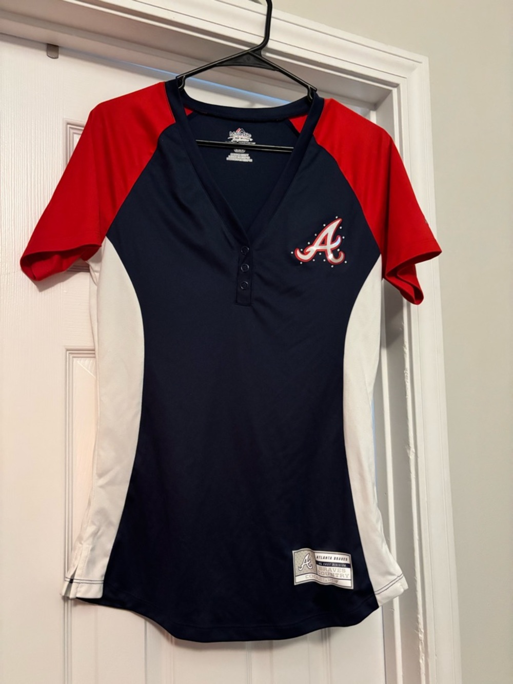Atlanta Braves Women's Navy Red Baseball Jersey